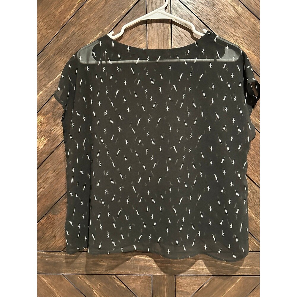 Forever 21 sheer crop top blouse with lightening bolts SMALL - Picture 6 of 7